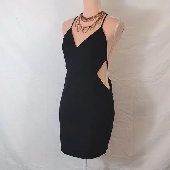 Tobi Black Side & Back Cutout Halter Bodycon Mini Dress - Picture 3 of 16